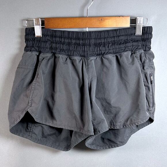 Lululemon 4 Running Shorts Black Zip Pocket Jogging Gym Exercise Active - Picture 3 of 8